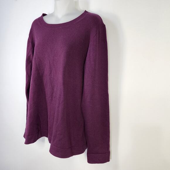 J Crew Sweater Womens Large Teddie Crewneck Cotton Wool Blend Purple Classic - Picture 5 of 9